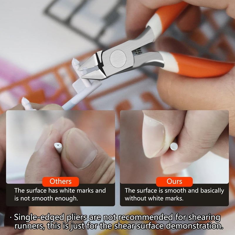 mshandto Model Nippers Ultra Thin Single Blade Gundam Nippers Sprue Cutter Hobby Nippers, Model Kit Nippers for Plastic Gunpla Model Building with Protective Cover Spring (Classic Orange) - Image 5